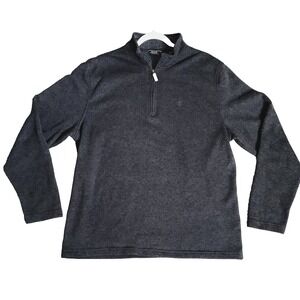 Izod Pullover Sweater Mens XL Black Quarter Zip Long Sleeve Fleece Knit